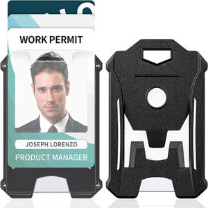Porte-carte d'identité vertical en plastique de style tactique avec boucle de sécurité détachable |   Étui de protection robuste pour badges, grande capacité, porte-cartes d'accès - Product Image 6