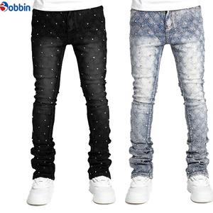 Hot Selling Men's Jeans <b>Pants</b> Best Quality Men's Diamond Slim Fit Jeans Black Dot <b>Sequined</b> Mid Waist Casual Cotton Zipper <b>Pants</b> - Product Image 6