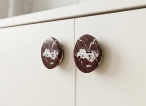 Manijas y Perillas Redondas de Mármol Rojo Oscuro Pulido para Muebles, Dormitorio, Oficina en Casa, Cocina, Sótano, Diseño Moderno, Ecológico - Product Image 3
