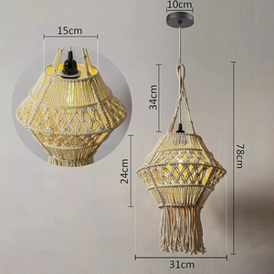 Farol Bohemio de Macramé Dorado con Marco de Hierro, Decoración Colgante Hecha a Mano para el Hogar, Sala de Estar y Decoración de Eventos - Product Image 4