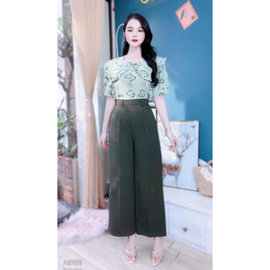เสื้อเบลาส์พิมพ์ลายดอกไม้สำหรับผู้หญิง แขนพองสั้น คอปกจีบติดกระดุม เหมาะสำหรับใส่ไปดินเนอร์ช่วงฤดูร้อนและร้านบูติก - Product Image 6