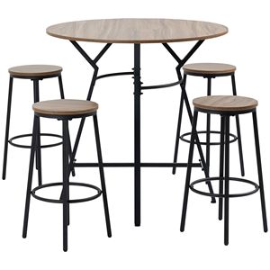 Set da Pranzo Salvaspazio 5 Pezzi Nero Marrone, Tavolo e Sedie da Bar per Cucina e Pub, Soluzione d'Arredo Elegante - Product Image 1