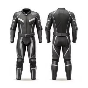 Traje de Motociclismo de Cuero PU de Manga Larga para Hombre, Negro y Gris, Resistente al Viento, Impermeable, Transpirable, para Todas las Estaciones - Product Image 1