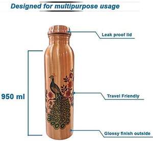 Botella de agua de cobre puro para la hidratación diaria, cobre ayurvédico puro, ecológica, a prueba de fugas y reutilizable - Product Image 4