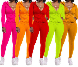 Survêtement à capuche pour femmes, grande taille, couleur unie, manches longues, fermeture éclair sur le devant avec poches latérales, tenue décontractée, style automne - Product Image 6