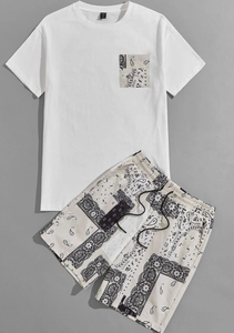 Custom Acid Washed Unisex Summer Breathable Quick Dry 100% Cotton Casual Two Piece T-Shirt Shorts Set Men Muzamin Apparel 220g - Product Image 4