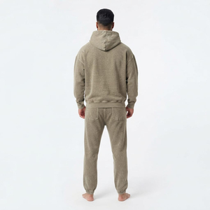 Ensemble de survêtement décontracté deux pièces pour homme, coupe oversize, délavé à l'acide, avec sweat à capuche à épaules tombantes et poche kangourou, et pantalon - Product Image 2