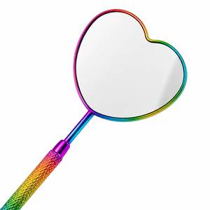 Heart Shape Rainbow <b>Mirror</b> With <b>Long</b> Handle For Makeup And Daily Use - Product Image 2