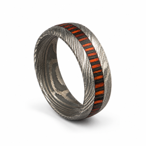 Anillo de Acero de Damasco Hecho a Mano Personalizado Jexmoo con Caja de Anillo e Impresión Digital - Regalo Perfecto para el Día del Padre para Papá, Esposo, Novio - Product Image 4
