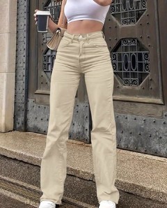 Pantalones Vaqueros Elásticos Rectos de Moda para Mujer, Estilo Urbano Japonés, Desgastados, Ajustados, Blancos, de Pierna Recta, Largos - Product Image 2