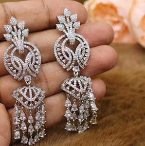 Radiant Premium Quality Brass Gold & <b>Silver</b> Plated Stone Look Design Drop Earring For Women Wedding Classic Jewelry Collections - Product Image 1