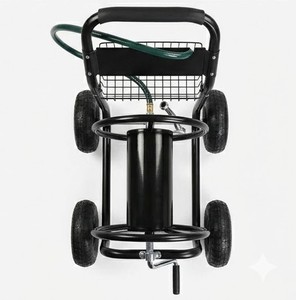 Chariot enrouleur de tuyau en acier 200 pieds à 4 roues avec panier de rangement pour l'entretien de la maison et du jardin, portable ODGGAD018 - Product Image 2