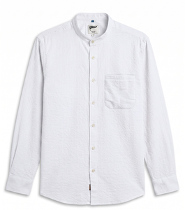 Camisa Enovate para Hombre, Casual, Texturizada, Cuello Mao, 100% Algodón, Transpirable, Verano, Diseño ODM - Product Image 1