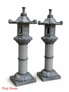 Lanterne de jardin en pierre de grès japonaise Doji Stone, durable, 150 cm, sculpture lumineuse pour bassin et piscine zen en extérieur, pour hôtel - Product Image 1