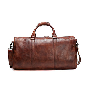 Sac de voyage vintage en cuir véritable pour homme, grande capacité, multifonctionnel, sac de sport bandoulière pour homme et femme - Product Image 1