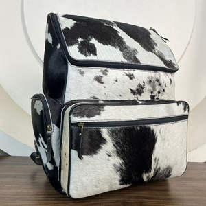 Nouveau véritable cheveux faits à la main sur cacher fourrure cuir sac à dos rétro véritable cuir de vachette naturel Vintage unisexe décontracté travail sacs pour ordinateur portable - Product Image 4