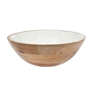 Cuenco de madera esmaltado a rayas color oliva con detalles de lámina de oro, recipiente decorativo para mesa - Product Image 6