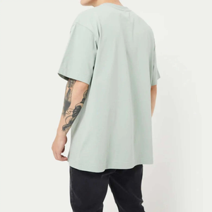 Men's High Quality Custom Woven Cotton T-Shirt Oversized <b>Drop</b> Shoulder Design - Product Image 1