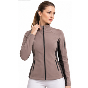Chaqueta de equitación para mujer, corte ajustado, manga larga, forro polar, con cremallera, de secado rápido, antimicrobiana y cortavientos - Product Image 1