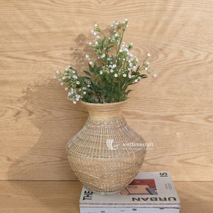 Vase en bambou, vases décoratifs élégants et rustiques en bambou pour fleurs séchées et décoration intérieure, centre de table écologique - Product Image 3