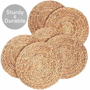 Chic Flower Shape Woven Placemat Natural Water Hyacinth Table Mat <b>Heat</b> Resistant Braided Straw <b>Coaster</b> For Home Cafe - Product Image 6