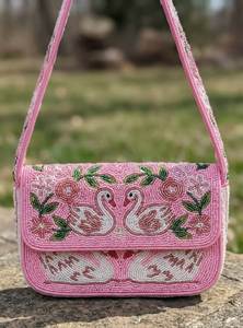 Sac à main de luxe artisanal perlé à motif floral, sac à bandoulière intemporel orné de perles pour femme, sac à main femme style jardin champêtre - Product Image 2