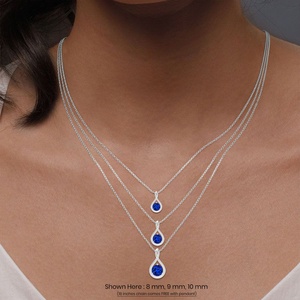Collar con Colgante Minimalista de Oro Sólido de 14k con Forma de Infinito Trenzado, con Zafiro Azul Natural de Corte Redondo, Cadena con Eslabones - Product Image 3