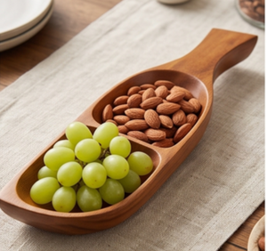 Assiettes de service en bois faites à la main, forme irrégulière, design minimaliste, finition polie, couleur unie, pour la maison et les restaurants - Product Image 2