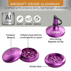 Molinillo de Hierbas de Aluminio Personalizado HoneyPuff, Estilo Redondo de Lujo con Grabado de Logotipo, Molinillo Portátil para Hierbas Secas - Product Image 5