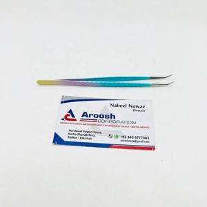 Venta al por mayor de alta calidad 45 grados Ombre recubierto SS pinzas sólido diamante agarre Acero inoxidable extensiones de pestañas puntiagudas - Product Image 5