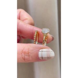 Round Cut 1.50CT Moissanite Diamond <b>Ring</b> 925 Silver 14K Yellow Gold Plated Engagement <b>Ring</b> Minimal <b>Fine</b> Jewelry - Product Image 1