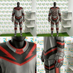 Nouvel arrivage : Ensemble uniforme de hockey sur glace personnalisable, respirant, imprimé, séchage rapide, 100 % polyester (maillot et short) - Product Image 5