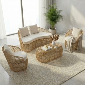 Modern Handmade Natural Rattan <b>Dining</b> Chair Ergonomic Design Waterproof Seat Cushion Durable Construction Eco-Friendly - Product Image 3
