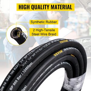 Tubo Idraulico in Gomma Arrotolato da 3/8 Pollici x 50 Piedi, 4800 PSI, con Doppia Treccia in Filo d'Acciaio ad Alta Resistenza per Macchine Edili - Product Image 2
