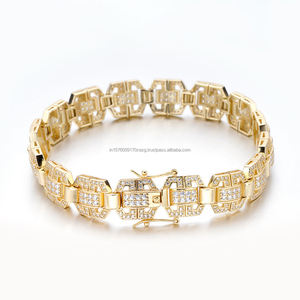 <b>Mens</b> VVS Moissanite Diamond in 925 Sterling Silver <b>Bangles</b> New Fashion 18K Gold Plated Original Custom Design Tennis Bracelets - Product Image 1