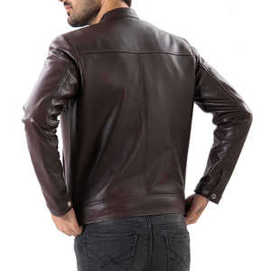 Men's 100% Cow Skin Jacket Front Logo Comfortable Zipper Stand Collar Customizable Breathable Windproof Winter High Street - Product Image 2
