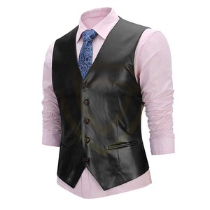 Gilet en cuir classique, veste sans manches tendance avec un matériau durable, gilet en cuir parfait pour les motards. - Product Image 3