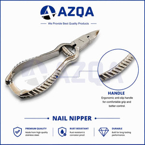 Coupe-ongles robuste en acier inoxydable avec mâchoires de coupe affûtées, double action, ressort cylindrique, joint en boîte et poignées texturées - Product Image 4
