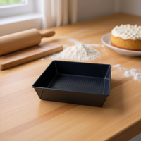 Moule à gâteau carré durable de 24 cm en acier au carbone de 1,5 mm d'épaisseur, respectueux de l'environnement, avec revêtement PTFE, résistant au four, pour la cuisson