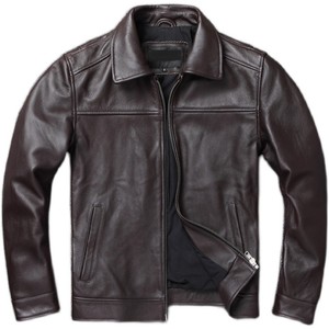 Veste de moto d'hiver vintage en cuir véritable pour homme, écologique, imperméable, coupe-vent, avec fermeture éclair et doublure matelassée - Product Image 2