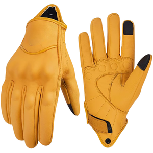 Gants de golf rétro en cuir véritable de haute qualité, légers, respirants, pour hommes et femmes, printemps, moto, motocross, jaune - Product Image 1