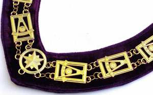 Collier de chaîne maçonnique à col large pour anciens maîtres maçons, en velours violet, pour la vente en gros de regalia maçonniques - Product Image 4