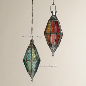 Delicate Metals <b>Moroccan</b> Hanging Lantern Metal & Glass Antique Hanging <b>Light</b> Christmas & Home Decorative Lamp DL-007 - Product Image 1