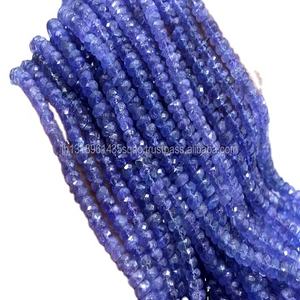 16 pouces de Long, pierre précieuse de Tanzanite bleue naturelle, perles rondelles à facettes, pierre de naissance de décembre pour la fabrication de bijoux collier - Product Image 1