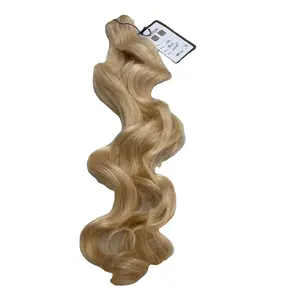 Wholesale Supplier White Blonde Color Machine Weft Human Hair Extensions Natural Wavy Machine Weft Human Hair Extensions