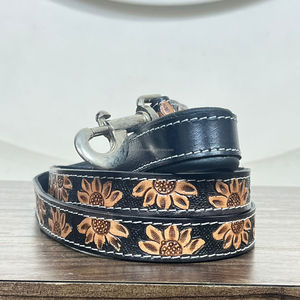 สายจูงสุนัขหนังแท้คุณภาพสูงพร้อมที่จับจราจรสายจูงสุนัขขนาดใหญ่ที่มีความปลอดภัยทนทานจากนักออกแบบที่หรูหรา - Product Image 6