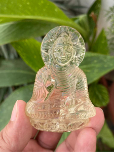 Zambian Citrine Buddha <b>Statue</b> 2.9 Inch | Hand Carved Natural Crystal Buddha | Meditation Decor | Wholesale OEM ODM Supplier - Product Image 1