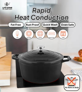 Olla para Sopa de Hierro Fundido con Tapa, Revestimiento de Esmalte Duradero Multicapa, Distribución Uniforme del Calor, Apta para Horno, Compatible con Inducción - Product Image 4