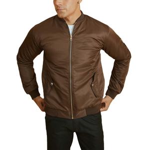 2026 Men's Solid Brown Color Bomber <b>Jacket</b> 100% Polyester Fabric Durable Rib Neck Winter Wear Bomber <b>Jacket</b> With Low MOQ - Product Image 4