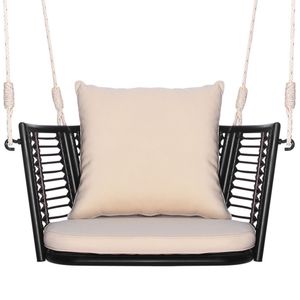 Singola persona tessuto Rattan schienale Patio altalena con sedile appeso per uso cortile - Product Image 4